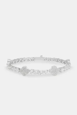 Iced Motif Tennis Bracelet - White 5mm