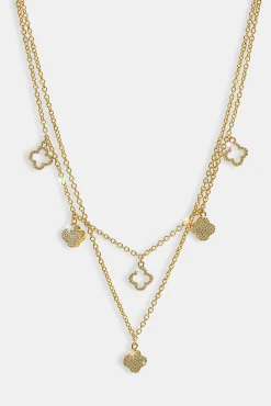 Iced Multi Motif Layered Necklace - 10mm - Gold