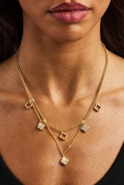 Iced Multi Motif Layered Necklace - 10mm - Gold