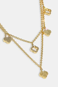 Iced Multi Motif Layered Necklace - 10mm - Gold