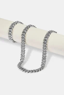 Iced Out Cuban Bracelet & Chain - 12mm - White