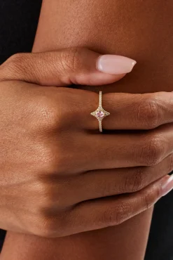 Iced Oval Pink Cz Star Ring - 10mm