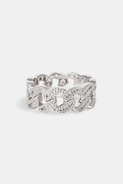 Iced Paisley Cuban Ring - 10mm - White