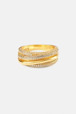 Iced Pave Layered Polished Ring - 8mm