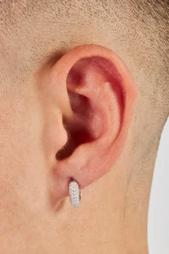 Iced Pave Micro Huggie Earrings - 12mm