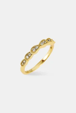Iced Pear Band Ring - 3mm - Gold