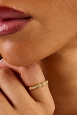 Iced Pear Band Ring - 3mm - Gold