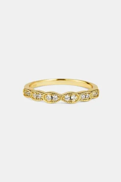 Iced Pear Band Ring - 3mm - Gold
