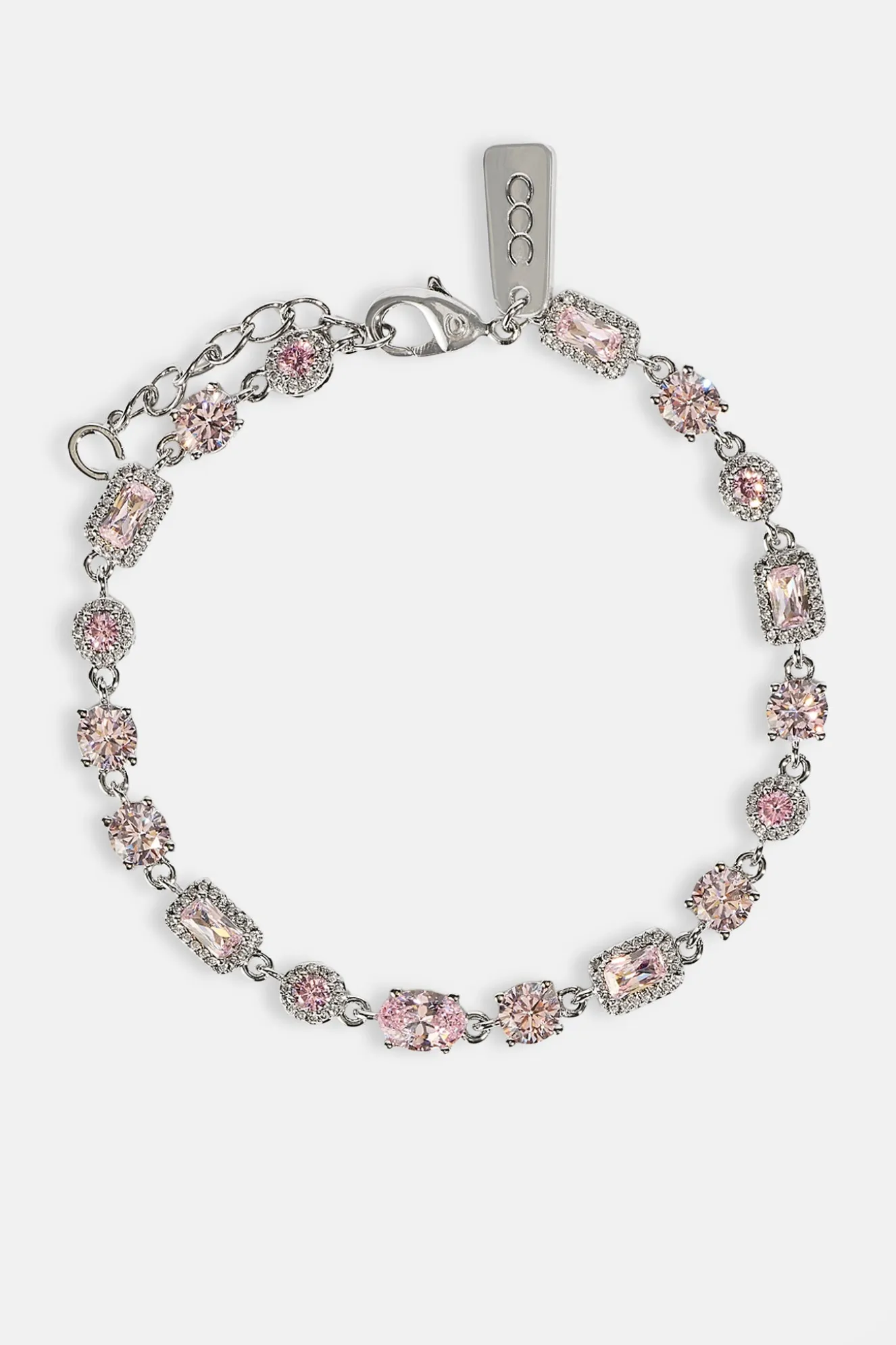 Iced Pink Mixed Shape Bracelet - 5mm - White
