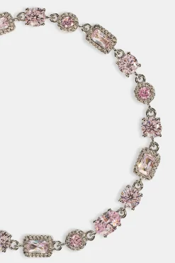 Iced Pink Mixed Shape Bracelet - 5mm - White