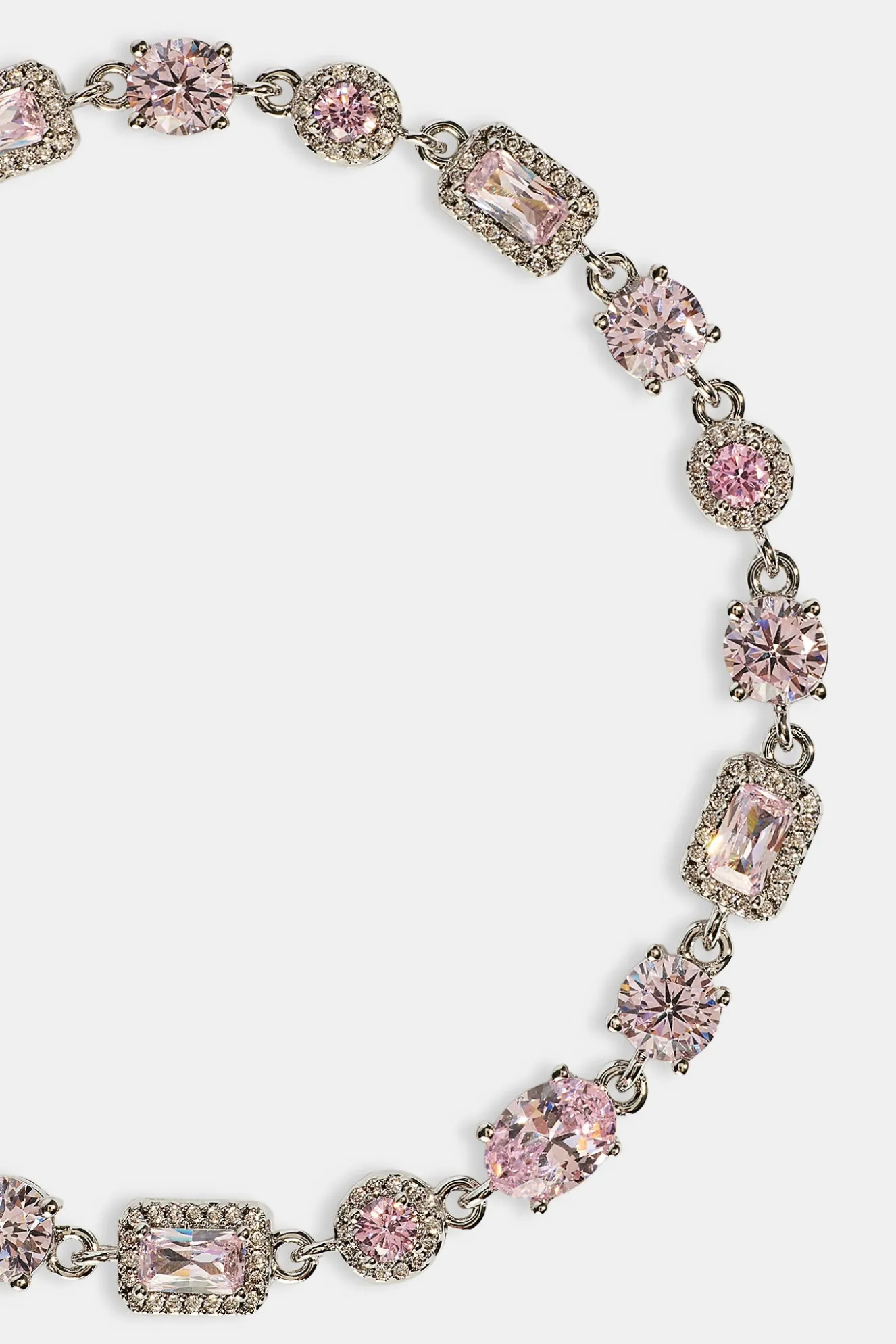 Iced Pink Mixed Shape Bracelet - 5mm - White