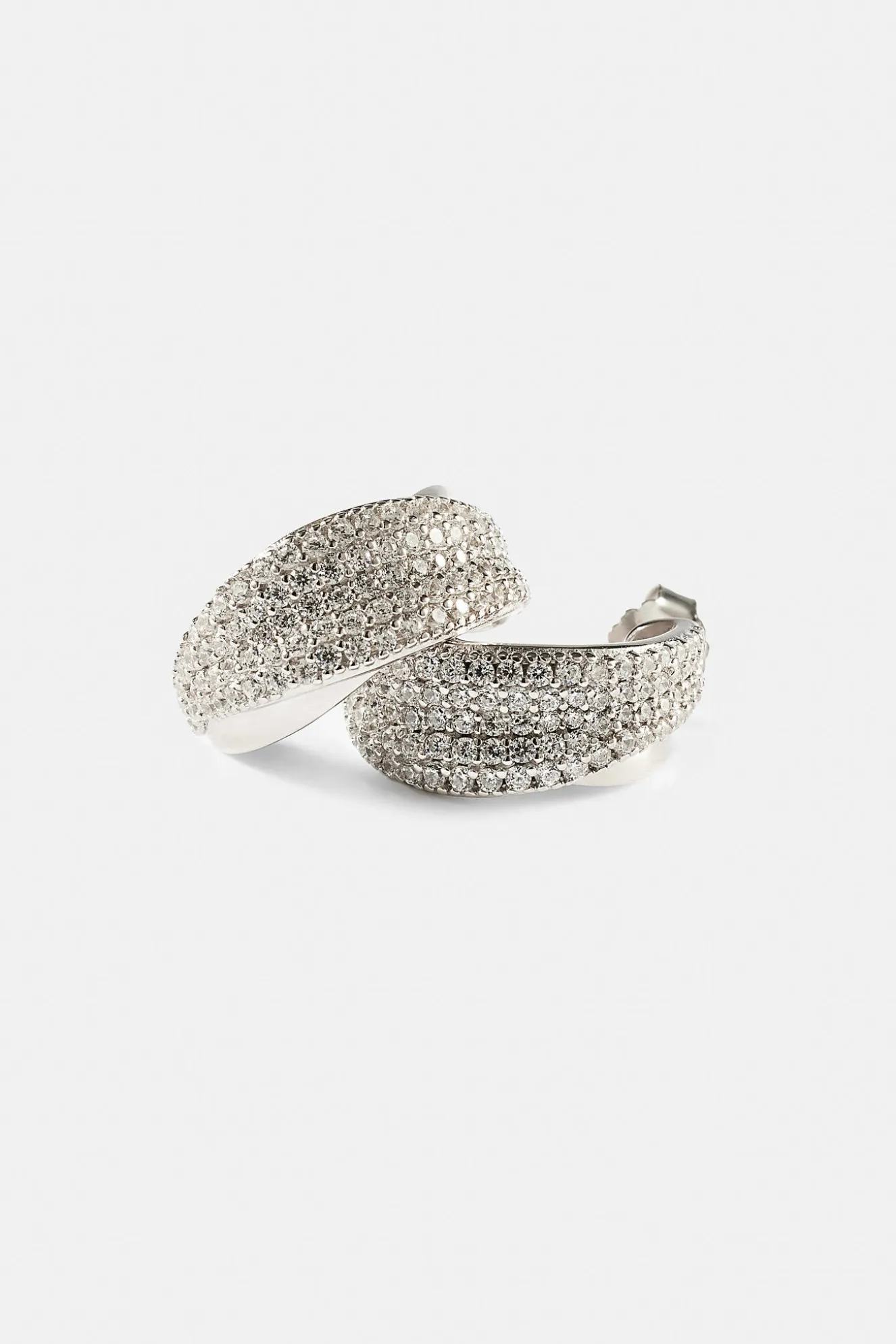 Iced & Polished Cross Over Hoops - 20mm - White