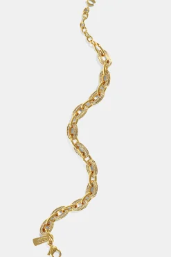 Iced & Polished Link Bracelet - 6mm - Gold