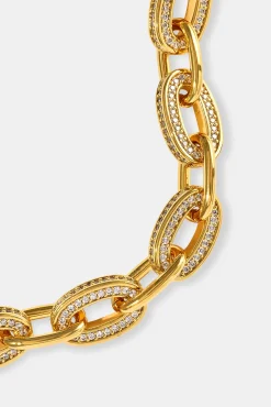 Iced & Polished Link Bracelet - 6mm - Gold
