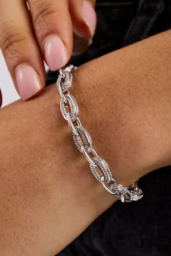 Iced & Polished Link Bracelet - 6mm - White