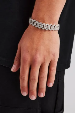 Iced Prong Cuban Bracelet - 14mm - White