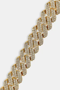 Iced Prong Cuban Chain - 14mm - Gold