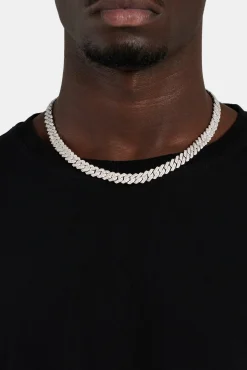 Iced Prong Cuban Chain - 10mm - White