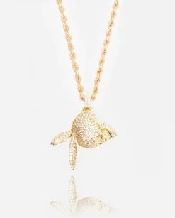 Iced Skull Pendant - Gold