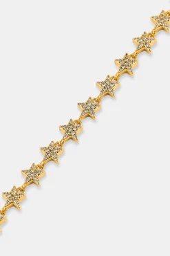 Iced Star Bracelet - 5mm - Gold