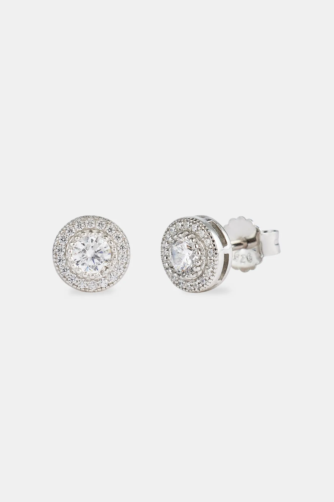 Iced Stone & Pave Round Stud Earrings - 8mm