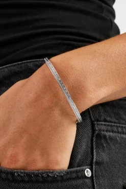 Iced Tennis & Baguette Stone Bangle - 4mm - White