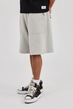 Jersey Jort With Pocket Detail - Grey Marl