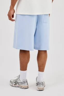 Jersey Jort With Pocket Detail - Light Blue