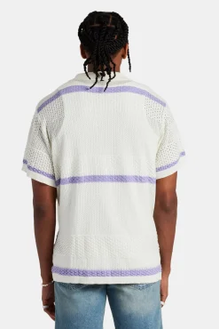 Knitted Button Front Shirt - Purple