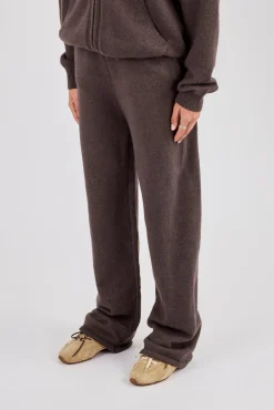 Knitted Cernucci Back Detail Wide Leg Jogger - Brown