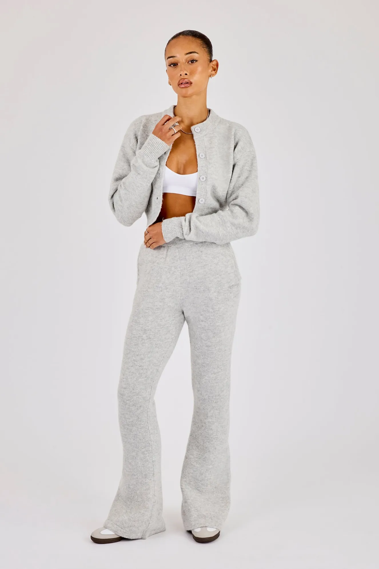 Knitted Flare Trouser - Grey