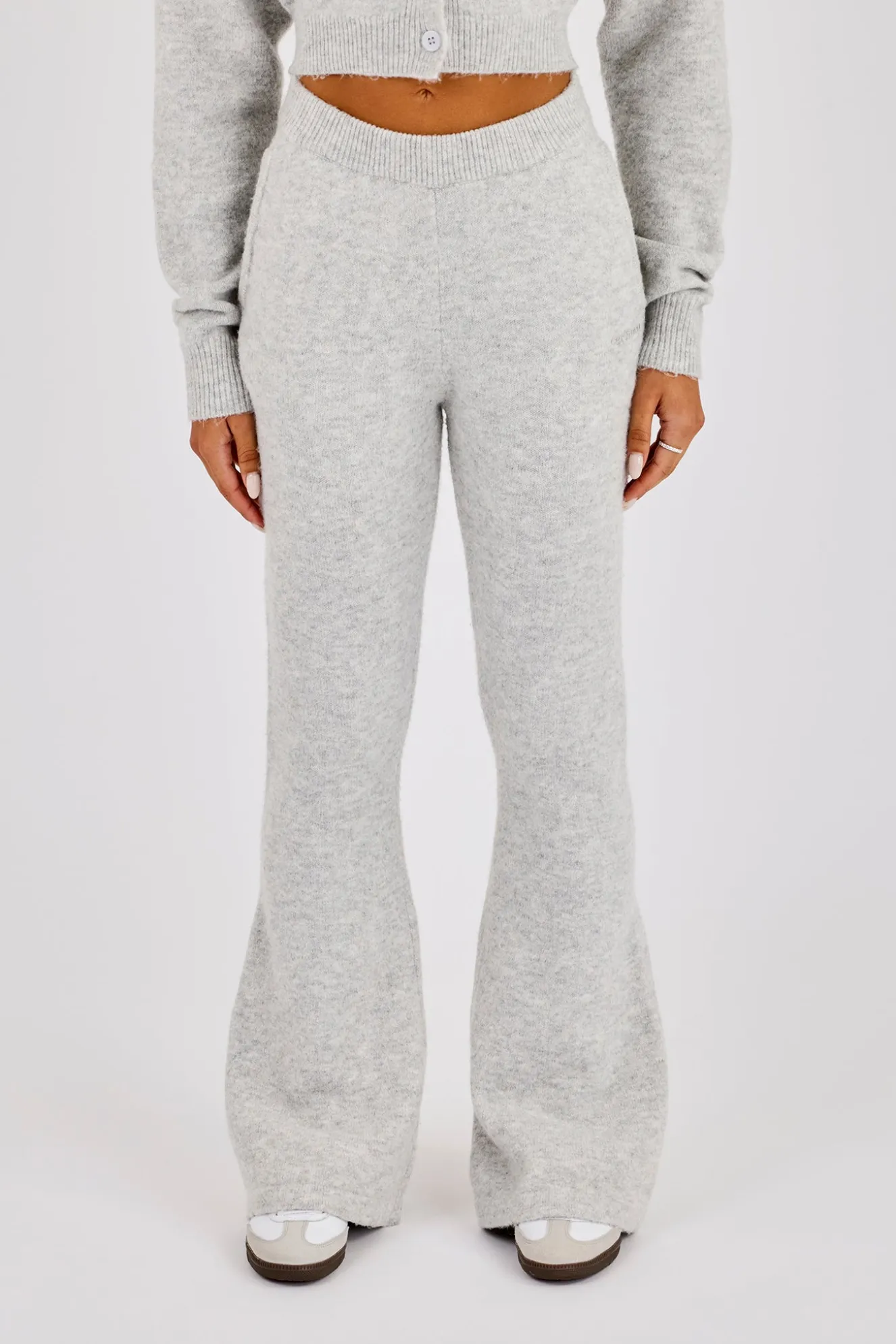 Knitted Flare Trouser - Grey