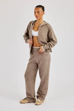 Knitted Jogger With Contrast Tipping - Taupe