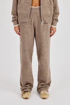 Knitted Jogger With Contrast Tipping - Taupe