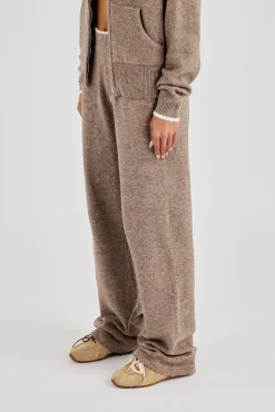 Knitted Jogger With Contrast Tipping - Taupe