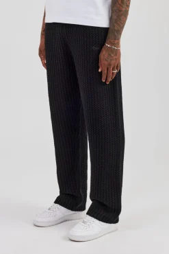 Knitted Sports Rib Jogger - Black