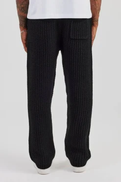 Knitted Sports Rib Jogger - Black
