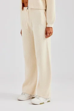 Knitted Straight Leg Trouser - Oatmeal