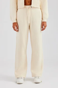Knitted Straight Leg Trouser - Oatmeal