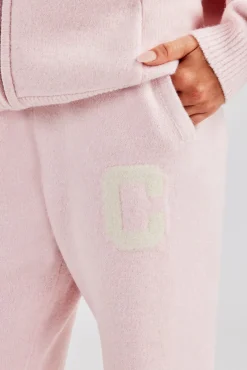 Knitted Wide Leg Jogger - Baby Pink