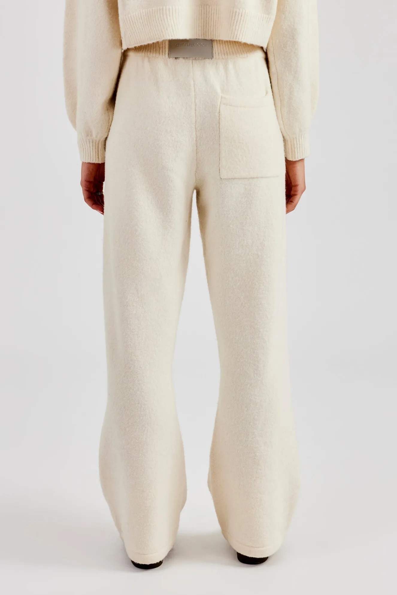 Knitted Wide Leg Jogger - Ecru