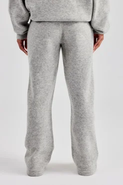 Knitted Wide Leg Jogger - Light Grey