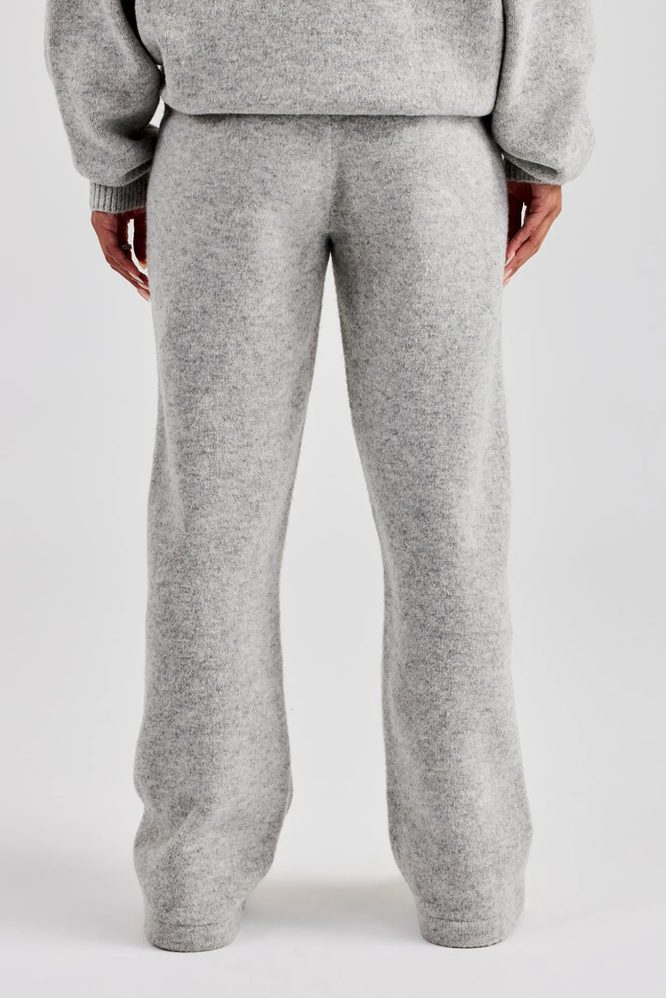 Knitted Wide Leg Jogger - Light Grey