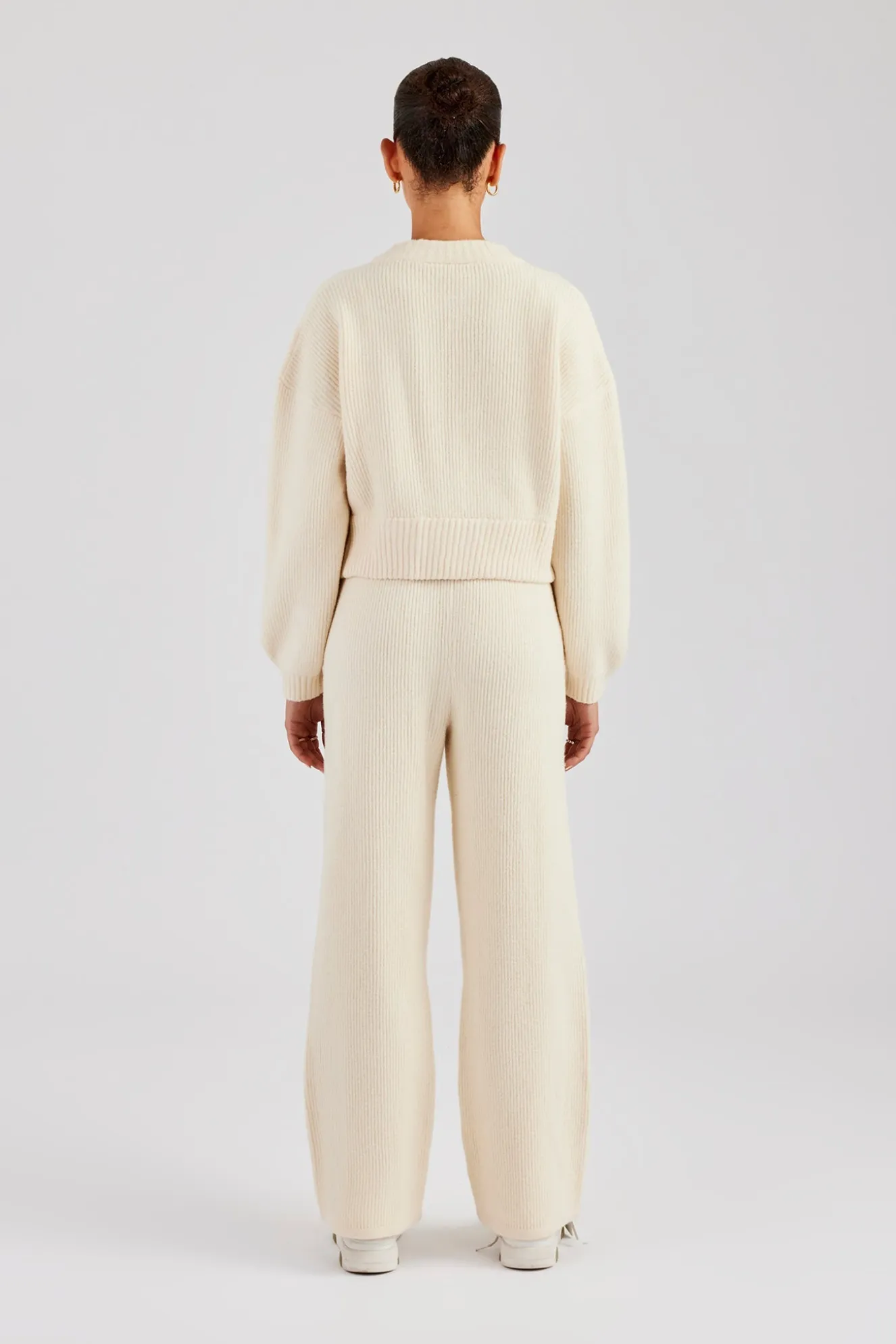 Knitted Zip Front Bomber and Jogger - Oatmeal