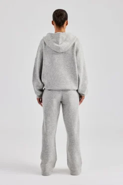 Knitted Zip Through Tracksuit - Light Grey