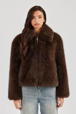 Ladies Fur Jacket - Brown