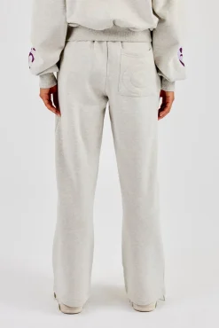 Layered Applique Wide Leg Jogger - Ash Grey