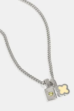 Lemon Motif & Gem Card Necklace - 10mm - White