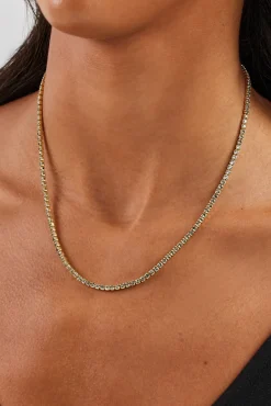 Light Green Micro Tennis Chain - 2.5mm - Gold