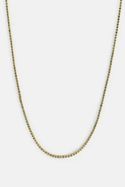 Light Green Micro Tennis Chain - 2.5mm - Gold